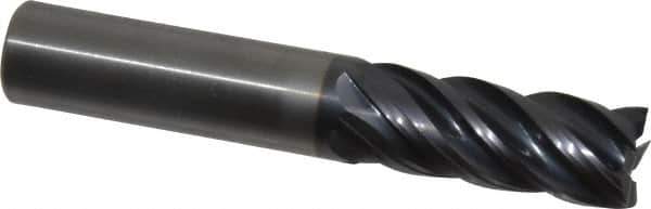 Kennametal - 1/2", 1-1/4" LOC, 1/2" Shank Diam, 3" OAL, 5 Flute, Solid Carbide Square End Mill - Single End, AlTiN Finish, Spiral Flute, 30° Helix, Right Hand Cut, Right Hand Flute, Series UCDE - USA Tool & Supply