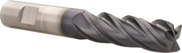 Kennametal - 3/4", 2-1/4" LOC, 3/4" Shank Diam, 5" OAL, 4 Flute, Solid Carbide Square End Mill - Single End, AlTiN Finish, Spiral Flute, 38° Helix, Centercutting, Right Hand Cut, Right Hand Flute, Series HPHV - USA Tool & Supply