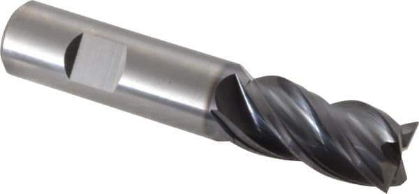 Kennametal - 3/4", 1-1/2" LOC, 3/4" Shank Diam, 4" OAL, 4 Flute, Solid Carbide Square End Mill - Single End, AlTiN Finish, Spiral Flute, 38° Helix, Centercutting, Right Hand Cut, Right Hand Flute, Series HPHV - USA Tool & Supply