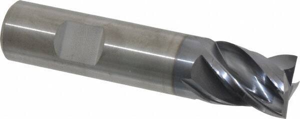 Kennametal - 3/4", 7/8" LOC, 3/4" Shank Diam, 3-1/2" OAL, 4 Flute, Solid Carbide Square End Mill - Single End, AlTiN Finish, Spiral Flute, 38° Helix, Centercutting, Right Hand Cut, Right Hand Flute, Series HPHV - USA Tool & Supply