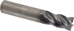 Kennametal - 5/8", 1-1/4" LOC, 5/8" Shank Diam, 3-1/2" OAL, 4 Flute, Solid Carbide Square End Mill - Single End, AlTiN Finish, Spiral Flute, 38° Helix, Centercutting, Right Hand Cut, Right Hand Flute, Series HPHV - USA Tool & Supply