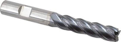 Kennametal - 1/2", 2" LOC, 1/2" Shank Diam, 4" OAL, 4 Flute, Solid Carbide Square End Mill - Single End, AlTiN Finish, Spiral Flute, 38° Helix, Centercutting, Right Hand Cut, Right Hand Flute, Series HPHV - USA Tool & Supply