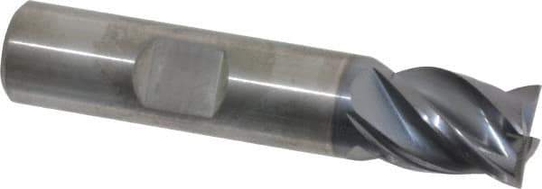 Kennametal - 1/2", 5/8" LOC, 1/2" Shank Diam, 2-1/2" OAL, 4 Flute, Solid Carbide Square End Mill - Single End, AlTiN Finish, Spiral Flute, 38° Helix, Centercutting, Right Hand Cut, Right Hand Flute, Series HPHV - USA Tool & Supply