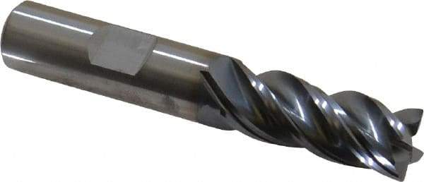Kennametal - 1/2", 1-1/4" LOC, 1/2" Shank Diam, 3" OAL, 4 Flute, Solid Carbide Square End Mill - Single End, AlTiN Finish, Spiral Flute, 38° Helix, Centercutting, Right Hand Cut, Right Hand Flute, Series HPHV - USA Tool & Supply