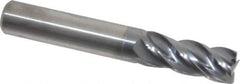 Kennametal - 3/8", 7/8" LOC, 3/8" Shank Diam, 2-1/2" OAL, 4 Flute, Solid Carbide Square End Mill - Single End, AlTiN Finish, Spiral Flute, 38° Helix, Centercutting, Right Hand Cut, Right Hand Flute, Series HPHV - USA Tool & Supply