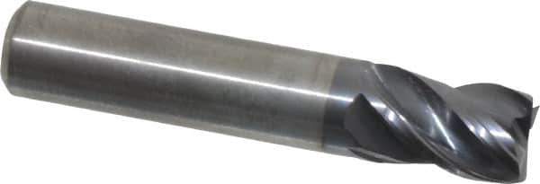 Kennametal - 3/8", 1/2" LOC, 3/8" Shank Diam, 2" OAL, 4 Flute, Solid Carbide Square End Mill - Single End, AlTiN Finish, Spiral Flute, 38° Helix, Centercutting, Right Hand Cut, Right Hand Flute, Series HPHV - USA Tool & Supply