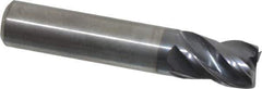 Kennametal - 3/8", 1/2" LOC, 3/8" Shank Diam, 2" OAL, 4 Flute, Solid Carbide Square End Mill - Single End, AlTiN Finish, Spiral Flute, 38° Helix, Centercutting, Right Hand Cut, Right Hand Flute, Series HPHV - USA Tool & Supply