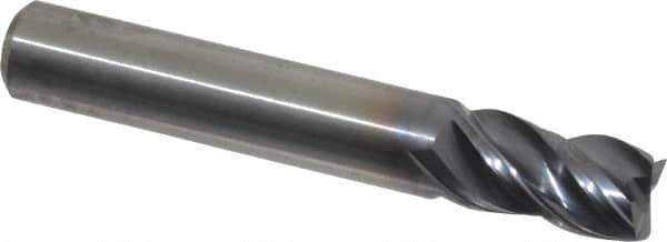 Kennametal - 5/16", 1/2" LOC, 5/16" Shank Diam, 2" OAL, 4 Flute, Solid Carbide Square End Mill - Single End, AlTiN Finish, Spiral Flute, 38° Helix, Centercutting, Right Hand Cut, Right Hand Flute, Series HPHV - USA Tool & Supply