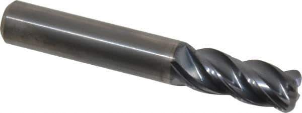 Kennametal - 3/8", 4 Flute, Solid Carbide, 0.09" Corner Radius End Mill - 2-1/2" OAL, 7/8" LOC - USA Tool & Supply