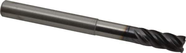 Kennametal - 3/8", 5 Flute, Solid Carbide, 0.015" Corner Radius End Mill - 4" OAL, 7/8" LOC, 1-7/8" Extended Reach - USA Tool & Supply