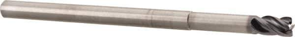 Kennametal - 1/4", 4 Flute, Solid Carbide, 0.015" Corner Radius End Mill - 4" OAL, 3/8" LOC, 1-1/4" Extended Reach - USA Tool & Supply