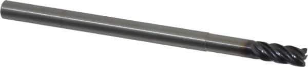 Kennametal - 1/4", 5 Flute, Solid Carbide, 0.015" Corner Radius End Mill - 4" OAL, 1/2" LOC, 1-1/4" Extended Reach - USA Tool & Supply