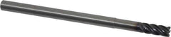Kennametal - 1/4", 5 Flute, Solid Carbide, 0.015" Corner Radius End Mill - 4" OAL, 1/2" LOC, 1-1/4" Extended Reach - USA Tool & Supply
