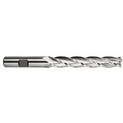 7/8 Dia. x 7-1/4 Overall Length 4-Flute Square End High Speed Steel SE End Mill-Round Shank-Center Cutting -TiN - USA Tool & Supply