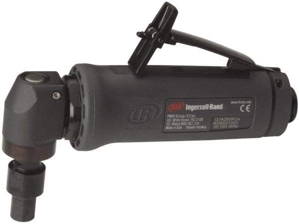 Ingersoll-Rand - 1/4" Collet, Angle Handle, Angle Air Die Grinder - 20,000 RPM, Dual Capable Exhaust, 25 CFM, 0.4 hp - USA Tool & Supply