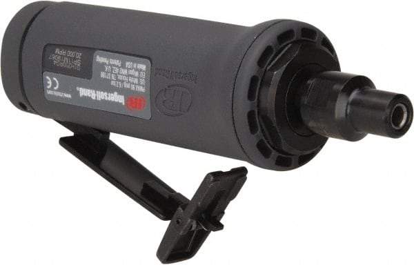 Ingersoll-Rand - 1/4" Collet, Straight Handle, Angle Air Die Grinder - 20,000 RPM, Dual Capable Exhaust, 19 CFM, 0.4 hp, 1/4 NPT - USA Tool & Supply