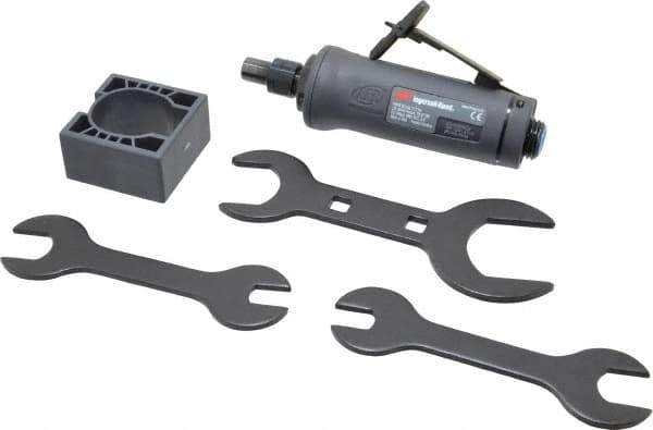 Ingersoll-Rand - 1/4" Collet, Straight Handle, Angle Air Die Grinder - 25,000 RPM, Dual Capable Exhaust, 20 CFM, 0.4 hp, 1/4 NPT - USA Tool & Supply