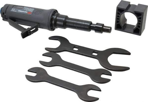 Ingersoll-Rand - 1/4" Collet, Straight Handle, Angle Air Die Grinder - 25,000 RPM, Dual Capable Exhaust, 25 CFM, 0.4 hp, 1/4 NPT - USA Tool & Supply