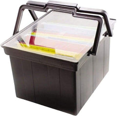 ADVANTUS - 1 Compartment, 17 Inch Wide x 14 Inch Deep x 10-7/8 Inch High, Portable File Box - Plastic, Black - USA Tool & Supply