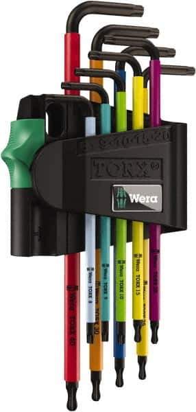 Wera - 9 Piece T8 to T30 Color Coded Torx Key Set - USA Tool & Supply
