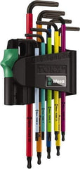 Wera - 9 Piece T8 to T30 Color Coded Torx Key Set - USA Tool & Supply