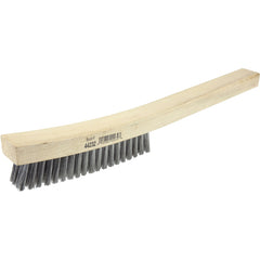 Plater's Brush, Stainless Steel Fill, 4 × 19 Rows, Curved Handle - USA Tool & Supply