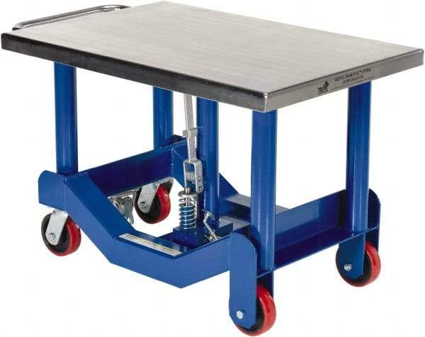 Vestil - 4,000 Lb Capacity Manual Post Lift Table - 25" to 37" Lift Height, 36" Platform Length x 24" Platform Width - USA Tool & Supply