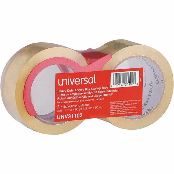 Universal One - 48mm Wide x 3mm Thick x 50m Long, 31102 Box Sealing & Label Protection Tape - Clear - USA Tool & Supply