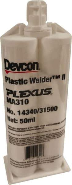 Plexus - 25 mL Cartridge Two Part Adhesive - 3 to 6 min Working Time, 3,000 to 3,600 psi Shear Strength, Series MA 300 - USA Tool & Supply