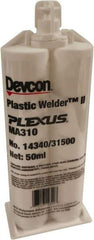 Plexus - 50 mL Cartridge Two Part Acrylic Adhesive - 15 to 18 min Working Time, 60°F to 95°F, 4,500 psi Shear Strength - USA Tool & Supply