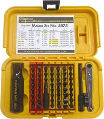 Chapman - 56 Piece, Screwdriver 1/4" Bit Ratchet Bit Set - #1 to #4 Phillips, 0.05 to 5/16" Hex, T6 to T30 Torx - USA Tool & Supply