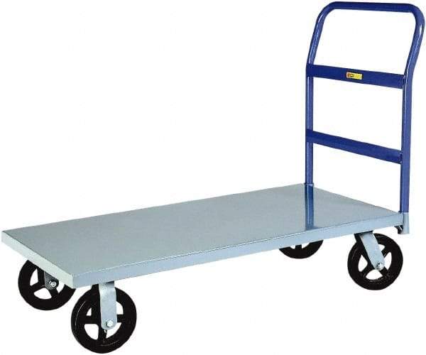 Little Giant - 2,000 Lb Capacity Steel Platform Truck - Steel Deck, 24" OAW, 60" Platform Length x 9" Platform Height, Mold On Rubber Casters - USA Tool & Supply