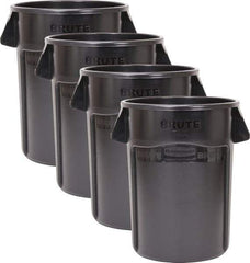 Rubbermaid - 44 Gal Gray Round (4) 44 Gal Brute Utility Containers - Polyethylene, 31-1/2" High - USA Tool & Supply