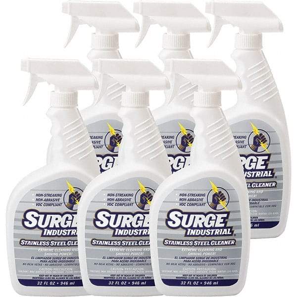 Surge Industrial - 32 fl oz Liquid Stainless Steel Cleaner - Unscented, Spray Bottle Container - USA Tool & Supply