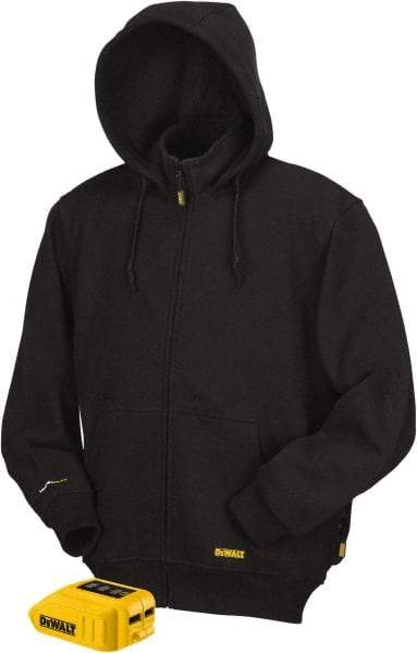 DeWALT - Size M Heated & Cold Weather Jacket - Black, Cotton & Polyester, Zipper Closure - USA Tool & Supply