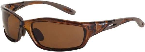 CrossFire - Polarized Brown Lenses, Framed Polarized Glasses - Scratch Resistant, Brown Frame, Size Universal, Wrap Around - USA Tool & Supply