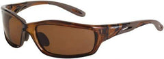 CrossFire - Polarized Brown Lenses, Framed Polarized Glasses - Scratch Resistant, Brown Frame, Size Universal, Wrap Around - USA Tool & Supply
