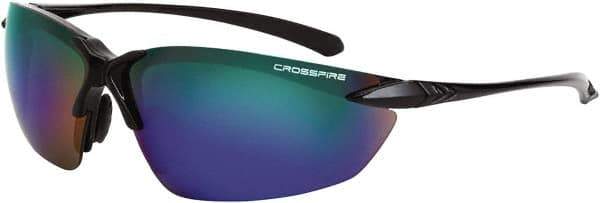 CrossFire - Polarized Smoke Lenses, Framed Safety Glasses - Scratch Resistant, Black Frame, Size Universal, Wrap Around - USA Tool & Supply