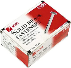 ACCO - 100 Piece Paper File Fasteners - 2" Long - USA Tool & Supply