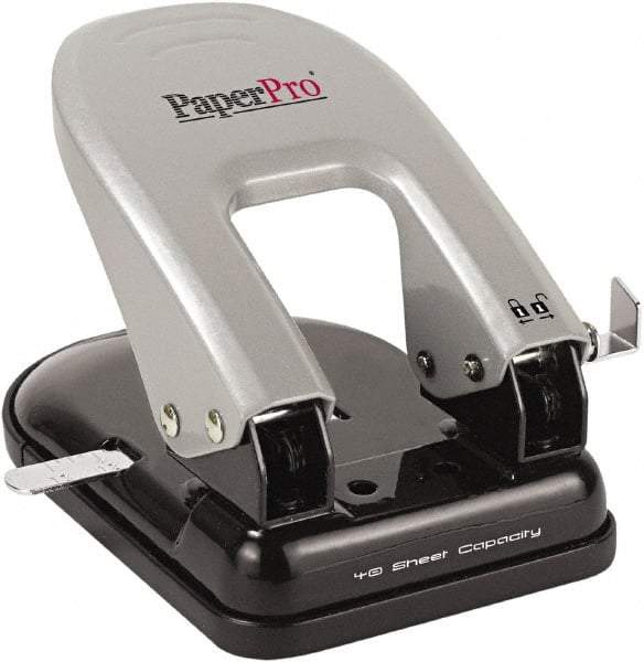 PaperPro - Paper Punches Type: 40 Sheet Manual Two Hole Punch Color: Black/Silver - USA Tool & Supply