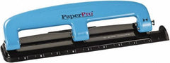 PaperPro - Paper Punches Type: 12 Sheet Manual Three Hole Punch Color: Blue/Black - USA Tool & Supply