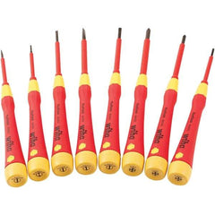 Wiha - 8 Piece Slotted & Phillips Screwdriver Set - #00 to #1 Phillips Size - USA Tool & Supply