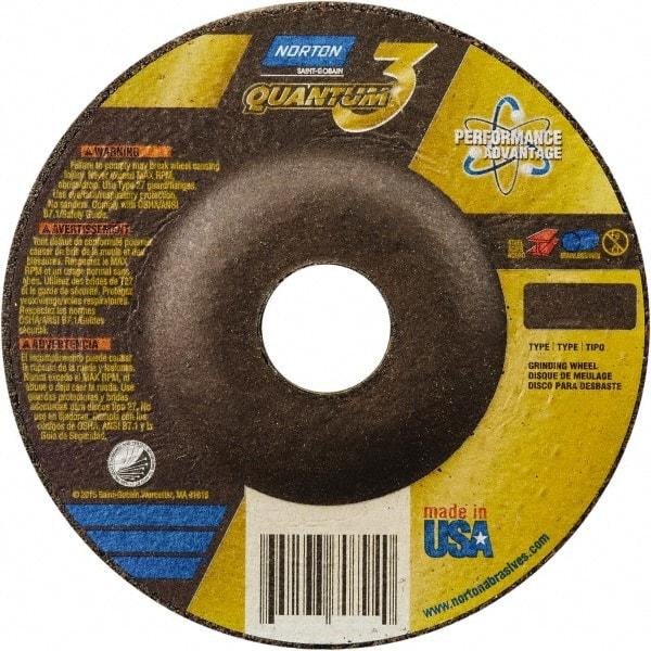 Norton - 6" Wheel Diam, 1/4" Wheel Thickness, Type 27 Depressed Center Wheel - Coarse Grade, Ceramic, Resinoid Bond - USA Tool & Supply