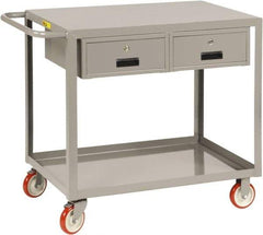 Little Giant - 1,200 Lb Capacity, 24" Wide x 54" Long x 35" High Shelf Cart - 2 Shelf, Steel, 2 Rigid/2 Swivel Casters - USA Tool & Supply