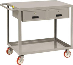 Little Giant - 1,200 Lb Capacity, 24" Wide x 42" Long x 35" High Shelf Cart - 2 Shelf, Steel, 2 Rigid/2 Swivel Casters - USA Tool & Supply