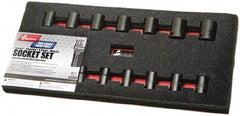 Ability One - 15 Piece 1/2" Drive Impact Socket Set - 6 Points, 10mm to 24mm Range, Metric Measurement Standard - USA Tool & Supply