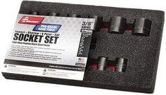 Ability One - 12 Piece 3/8" Drive Standard Impact Socket Set - 6 Points, 5/16 to 1-3/8", Inch Measurement Standard - USA Tool & Supply