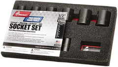 Ability One - 11 Piece 3/8" Drive Impact Socket Set - 6 Points, 3/8" to 1" Range, Inch Measurement Standard - USA Tool & Supply