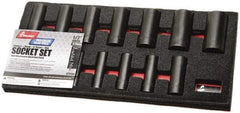Ability One - 13 Piece 1/2" Drive Deep Well Impact Socket Set - 6 Points, 1/8" to 1-1/4" Range, Inch Measurement Standard - USA Tool & Supply