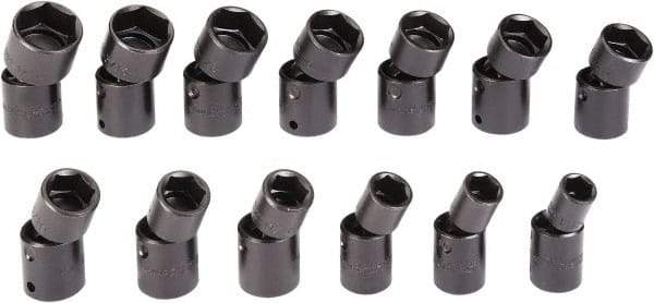 Proto - 13 Piece 1/2" Drive Black Finish Impact Socket Set - 6 Points, 1/2" to 1-1/4" Range, Inch Measurement Standard - USA Tool & Supply